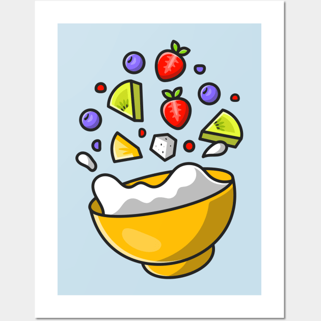 Floating Salad Fruit Cartoon Wall Art by Catalyst Labs
